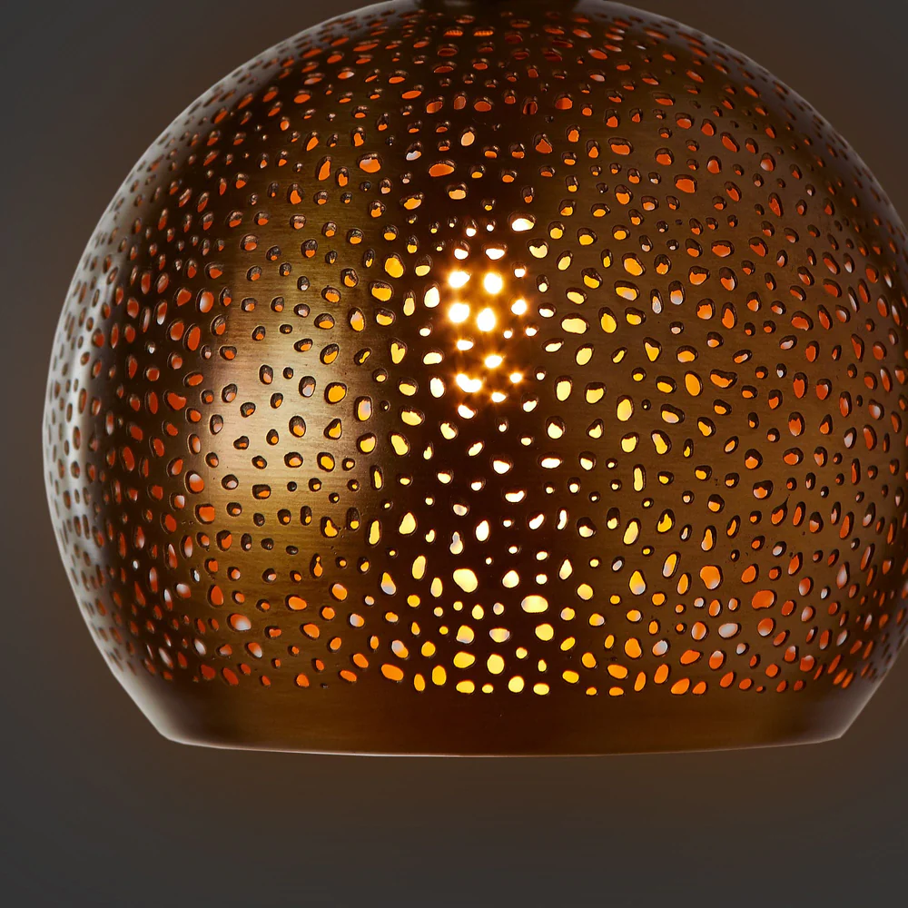 Pooky - Perforated Mundo Pendant Light Shade - Brass