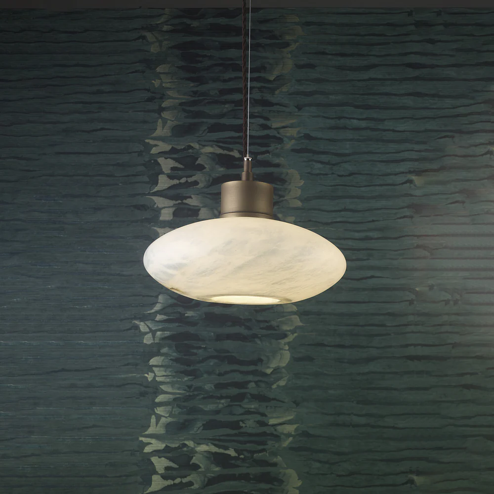 Northern Light - Deimos Pendant Large Ceiling Lights - Brass Light Finish - White Alabaster Shade