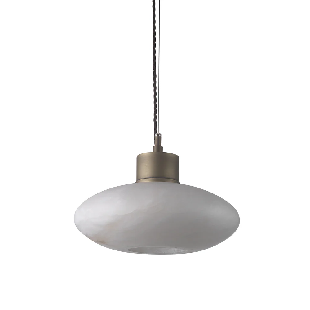 Northern Light - Deimos Pendant Large Ceiling Lights - Brass Light Finish - White Alabaster Shade