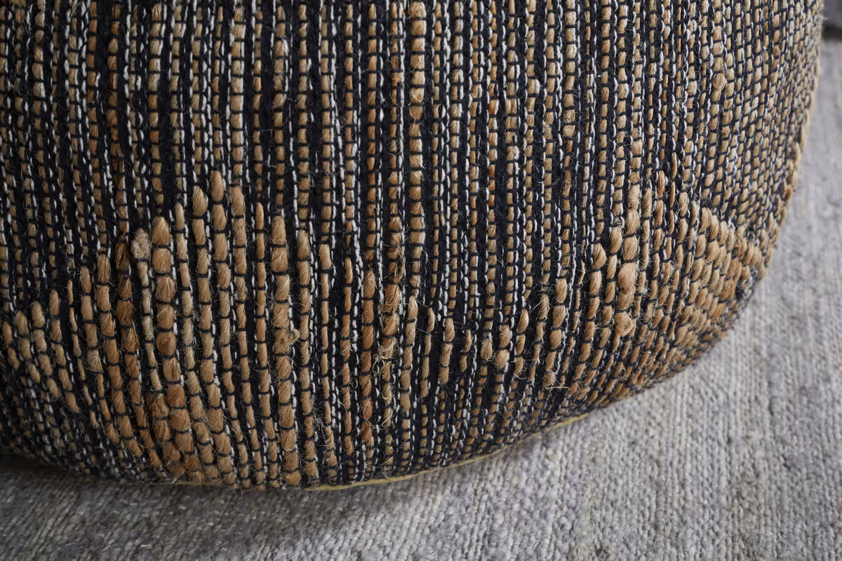 Nkuku - Kapil Jute Round Pouf - Charcoal