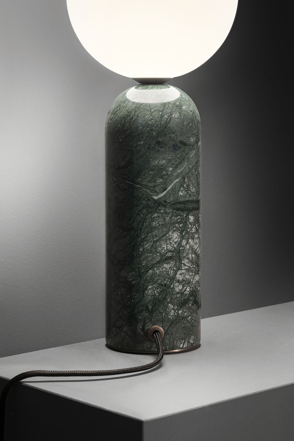 Contardi Emma Table Lamp - Green Guatemala Marble Frame - Opal White Global 160mm Diffuser