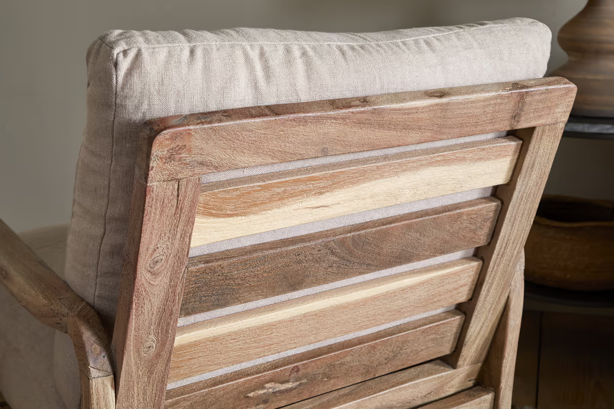 Nkuku - Jaya Acacia Wood & Linen Occasional Chair - Natural