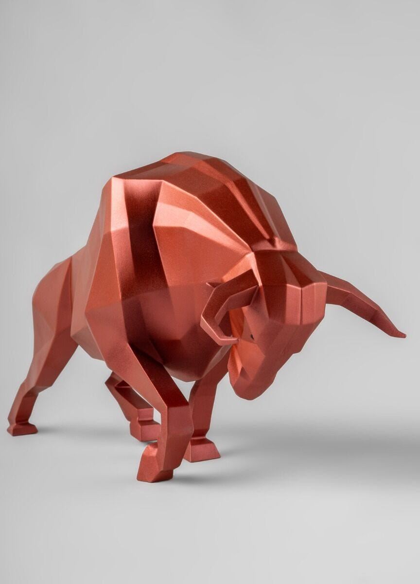 Lladró - Bull Sculpture - Metallic Red