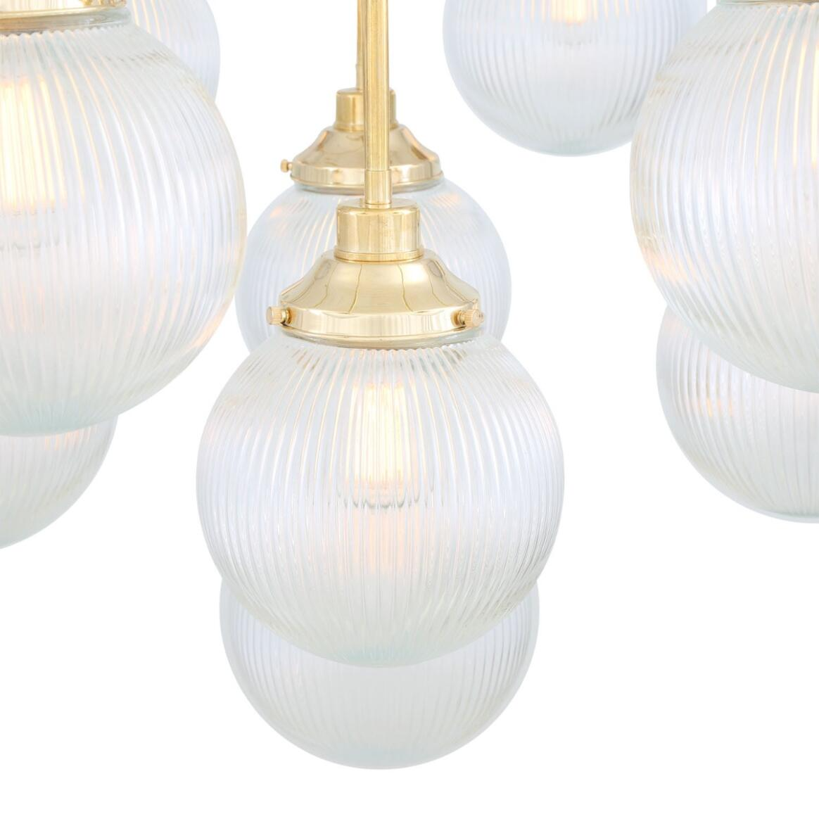 Mullan Genoa 21 Light Prismatic Glass Chandelier 158cm IP20 - Polished Brass Finish