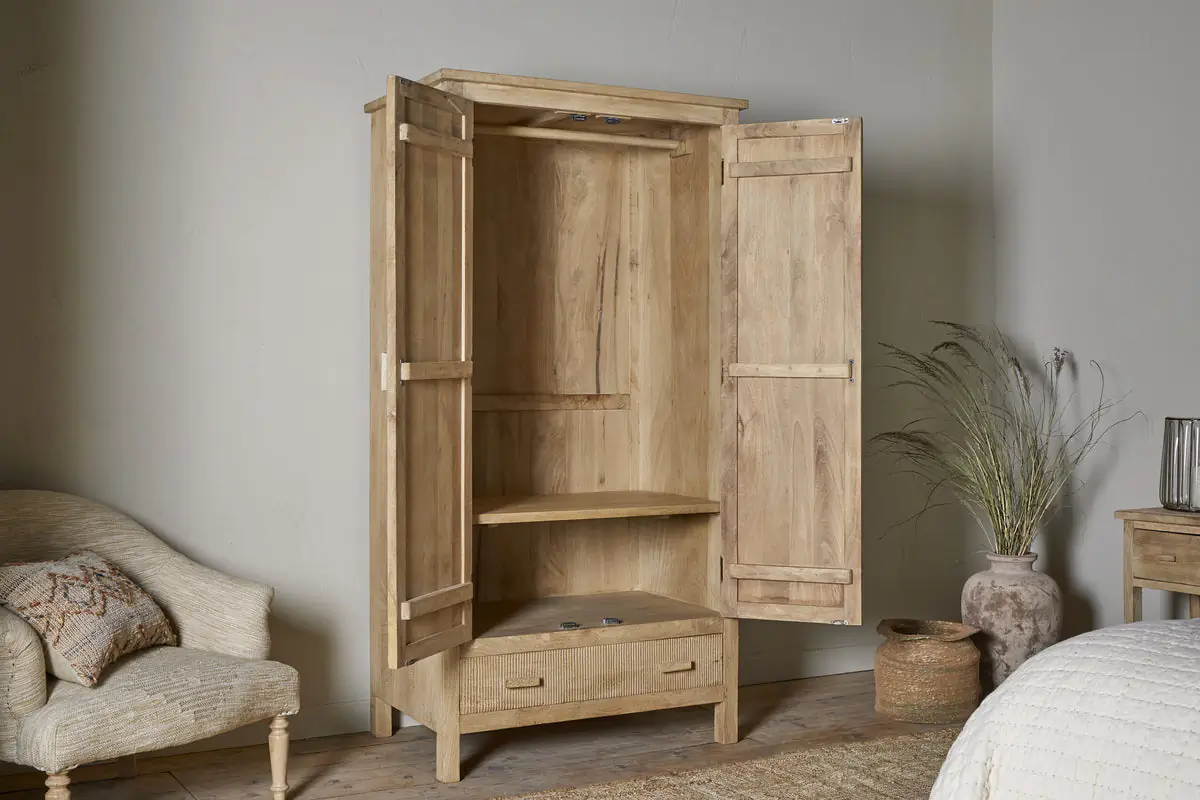 Nkuku - Vivan Grooved Wardrobe - Natural
