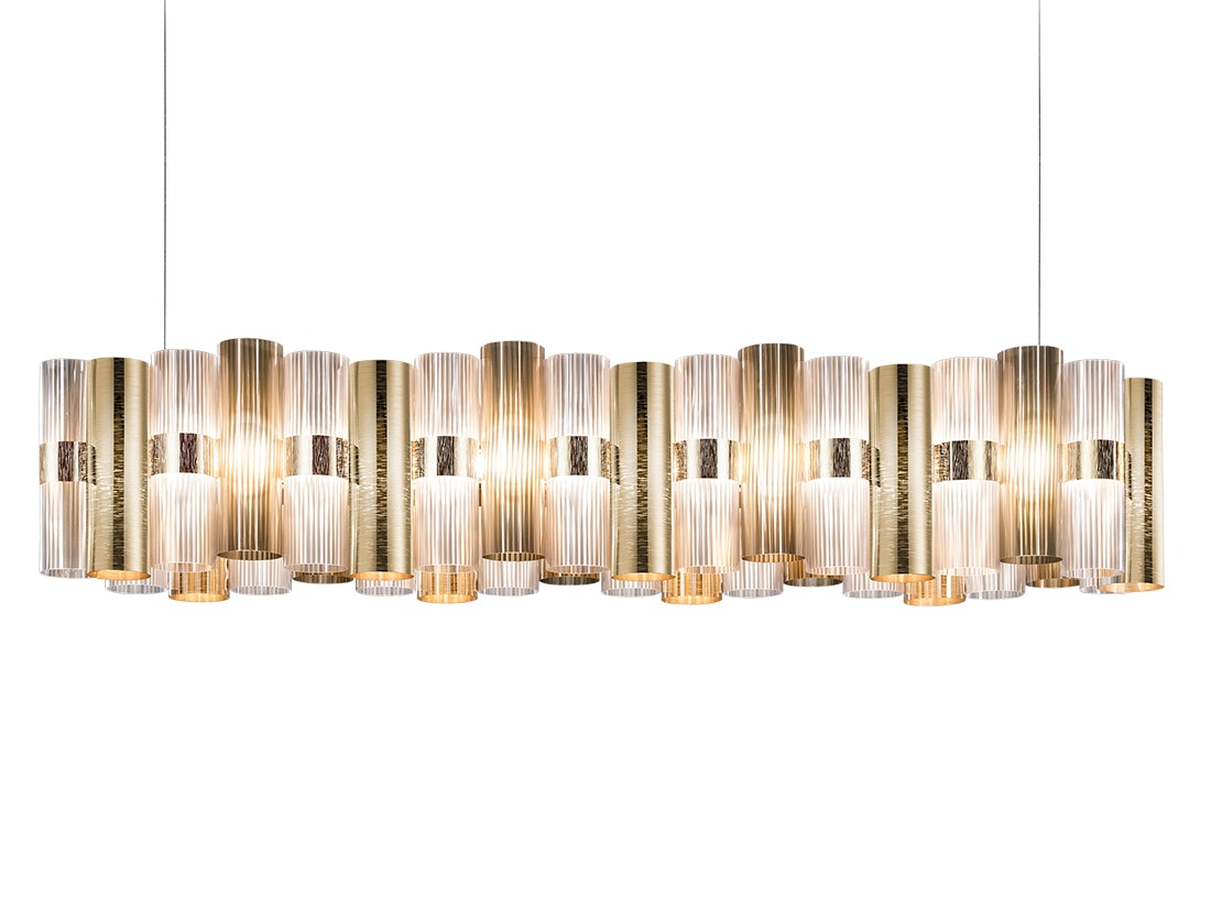 Slamp - La Lollo Linear Suspension Lamp - 140 - Gold