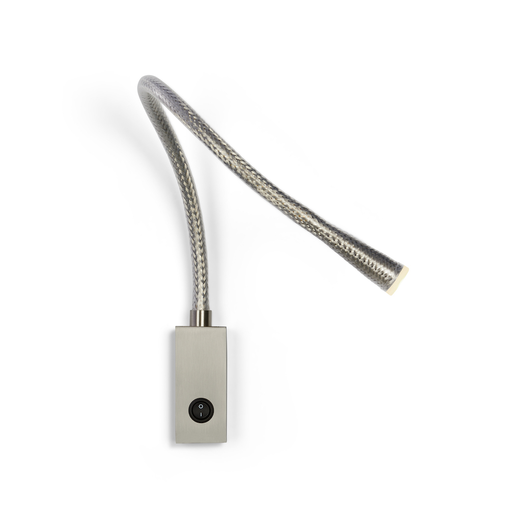 Contardi Lighting Flexiled wall Lamp - l.600 - Satin Nickel - Braided Steel Mesh - With Switch