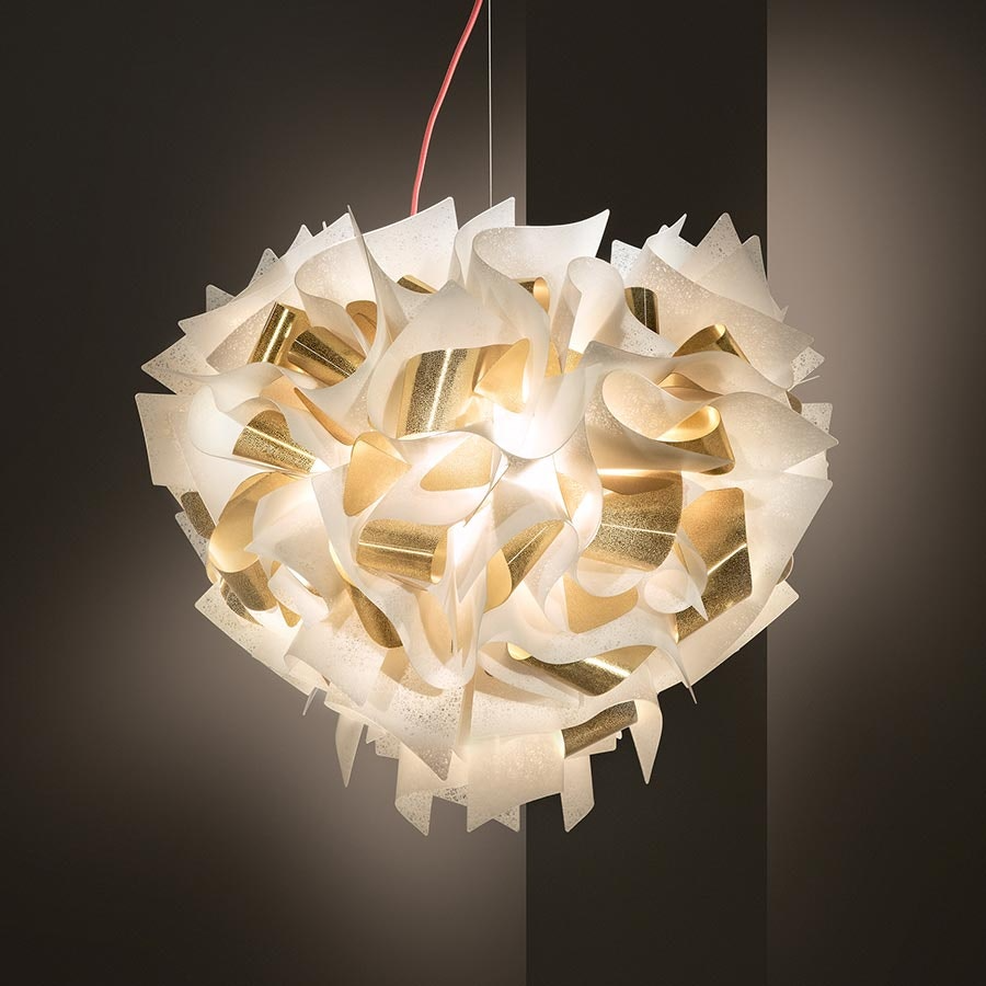 Slamp - Veli Aurea Suspension Lamp - Large - White/Gold - Red Wire