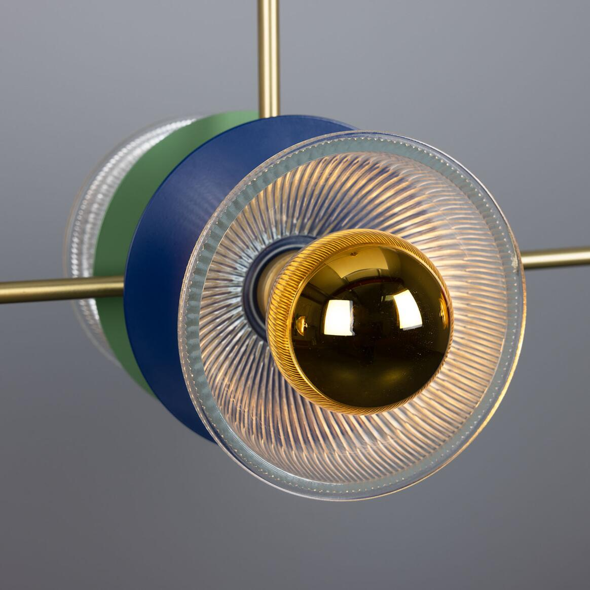 Mullan Eclipse Multicoloured Prismatic Glass Dish Chandelier - Satin Brass Finish