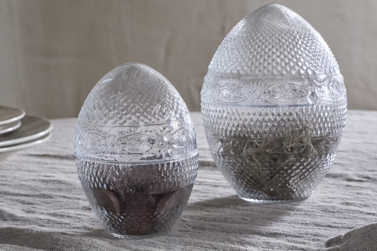 Nkuku - Essan Recycled Glass Opening Egg - Clear - Large
