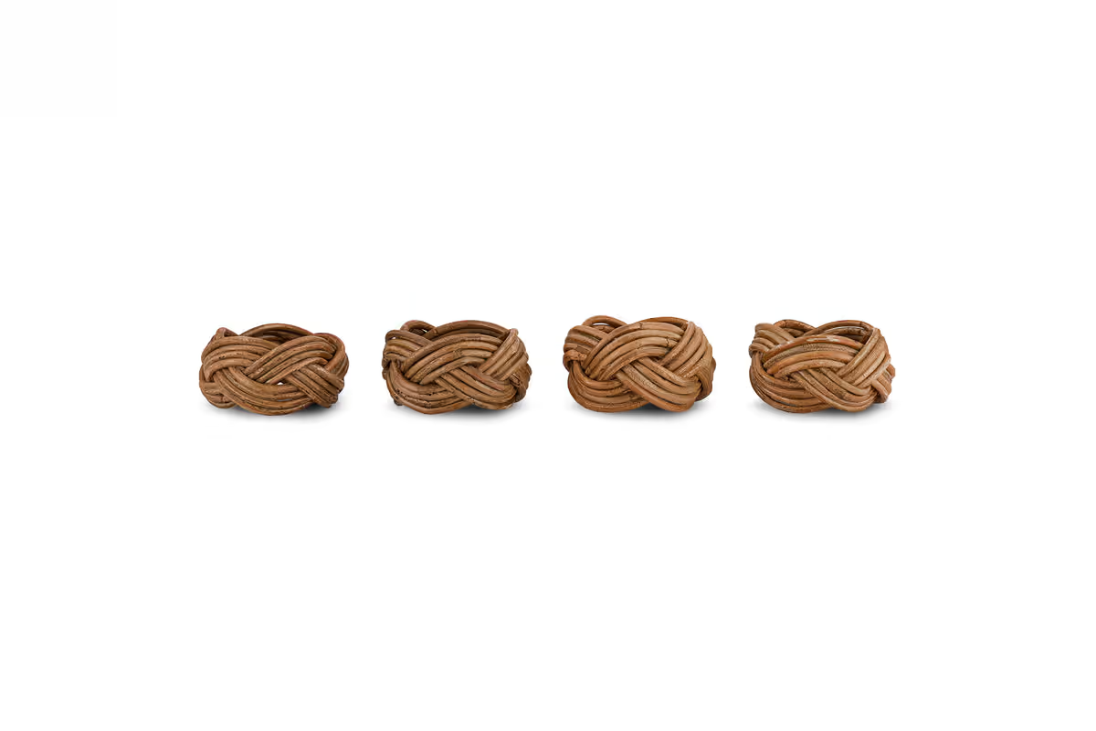 Nkuku - Bersama Rattan Napkin Rings - Natural - Set of 4
