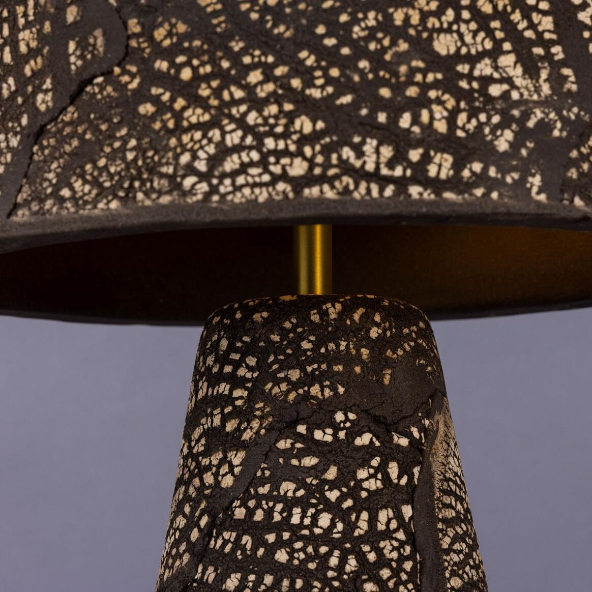 Mullan Seville Ceramic Mid-Century Modern Table Lamp Black Clay - Satin Brass Finish