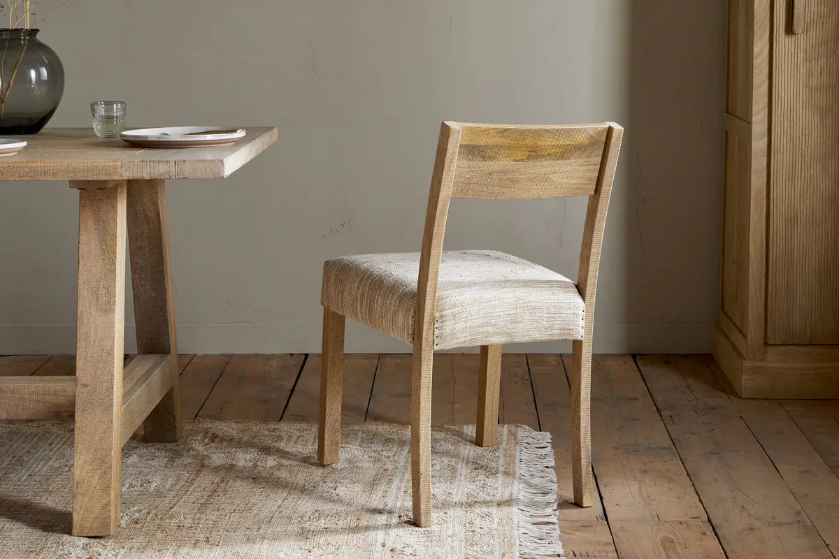 Nkuku - Zoha Cotton & Jute Upholstered Dining Chair - Natural