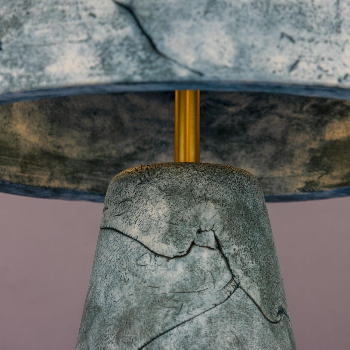 Mullan Seville Ceramic Mid-Century Modern Table Lamp Blue Earth - Satin Brass Finish
