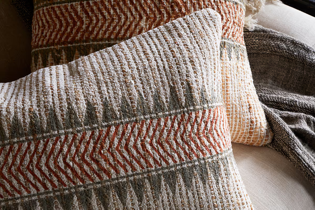 Nkuku - Zairya Jute & Cotton Cushion Cover - Natural & Rust - 50 x 50cm - Without Cushion Inner