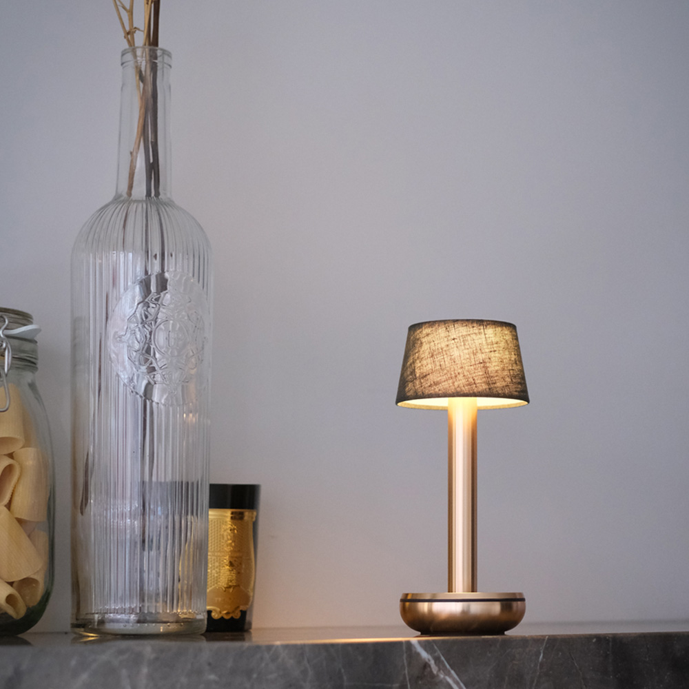 Humble Lights - Two Table Light Gold/Emerald Linen