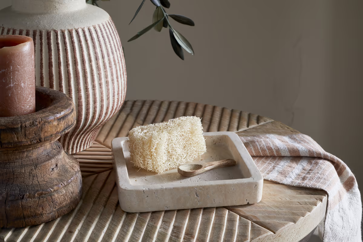 Nkuku - Ganda Travertine Vanity Tray - Cream - Small