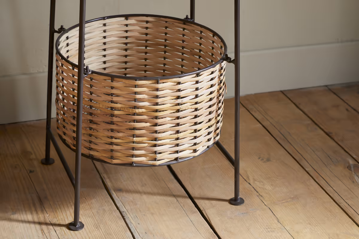 Nkuku - Montali Iron & Rattan Three-Tiered Storage Stand - Natural
