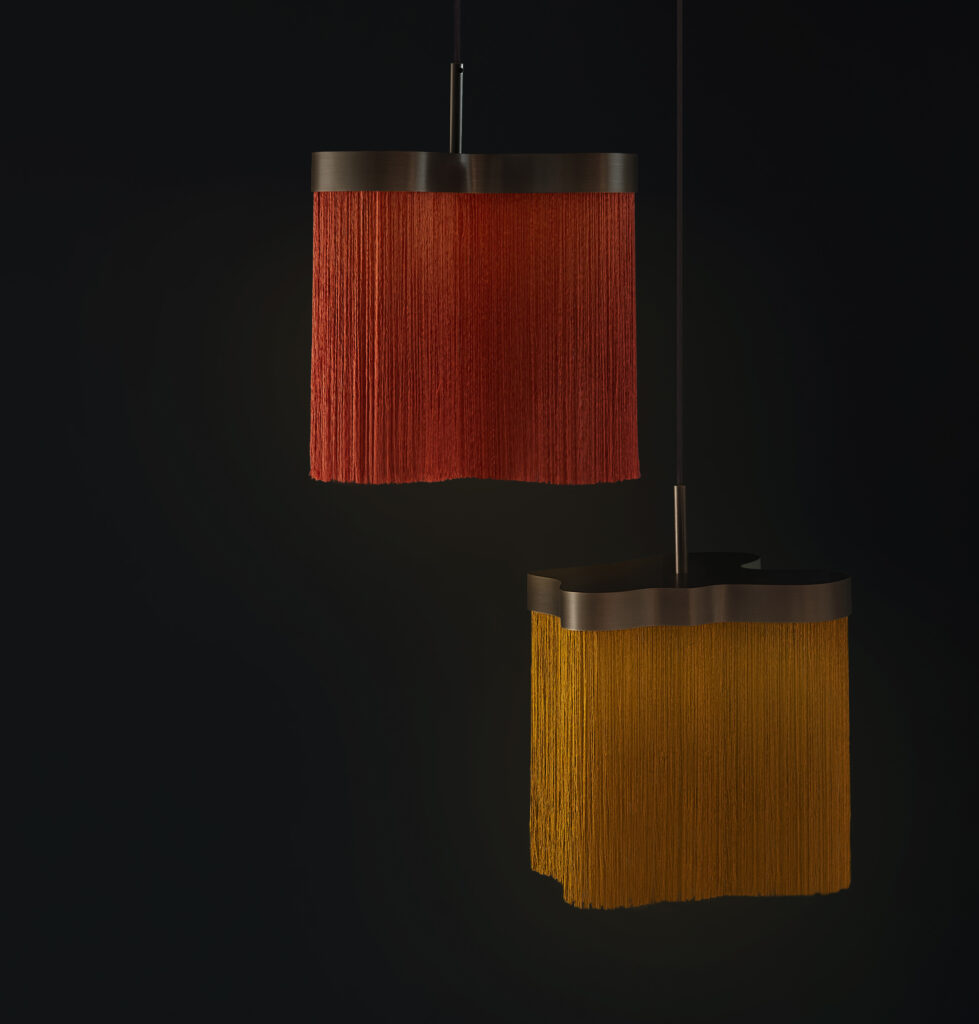 Contardi Arcipelago Suspension Lamp - Bronze Frame - Aragosta Colour Fringes