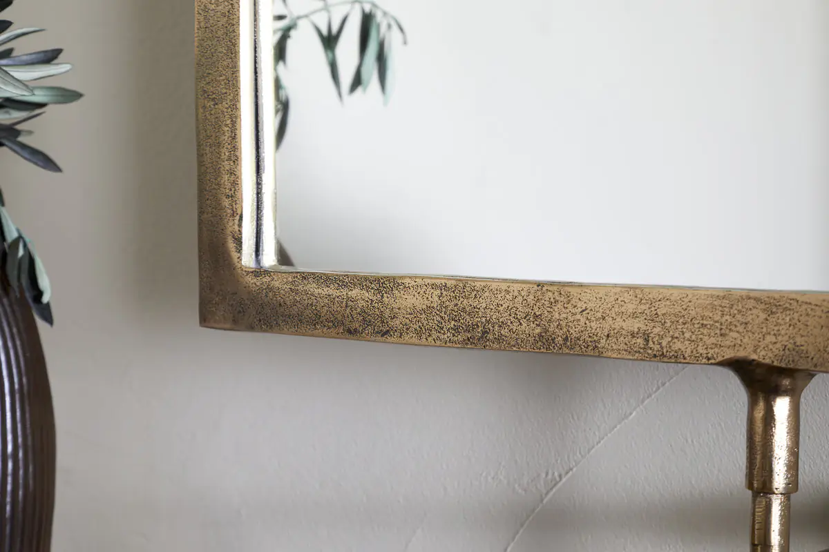 Nkuku - Visala Square Swivel Wall Mirror - Antique Brass