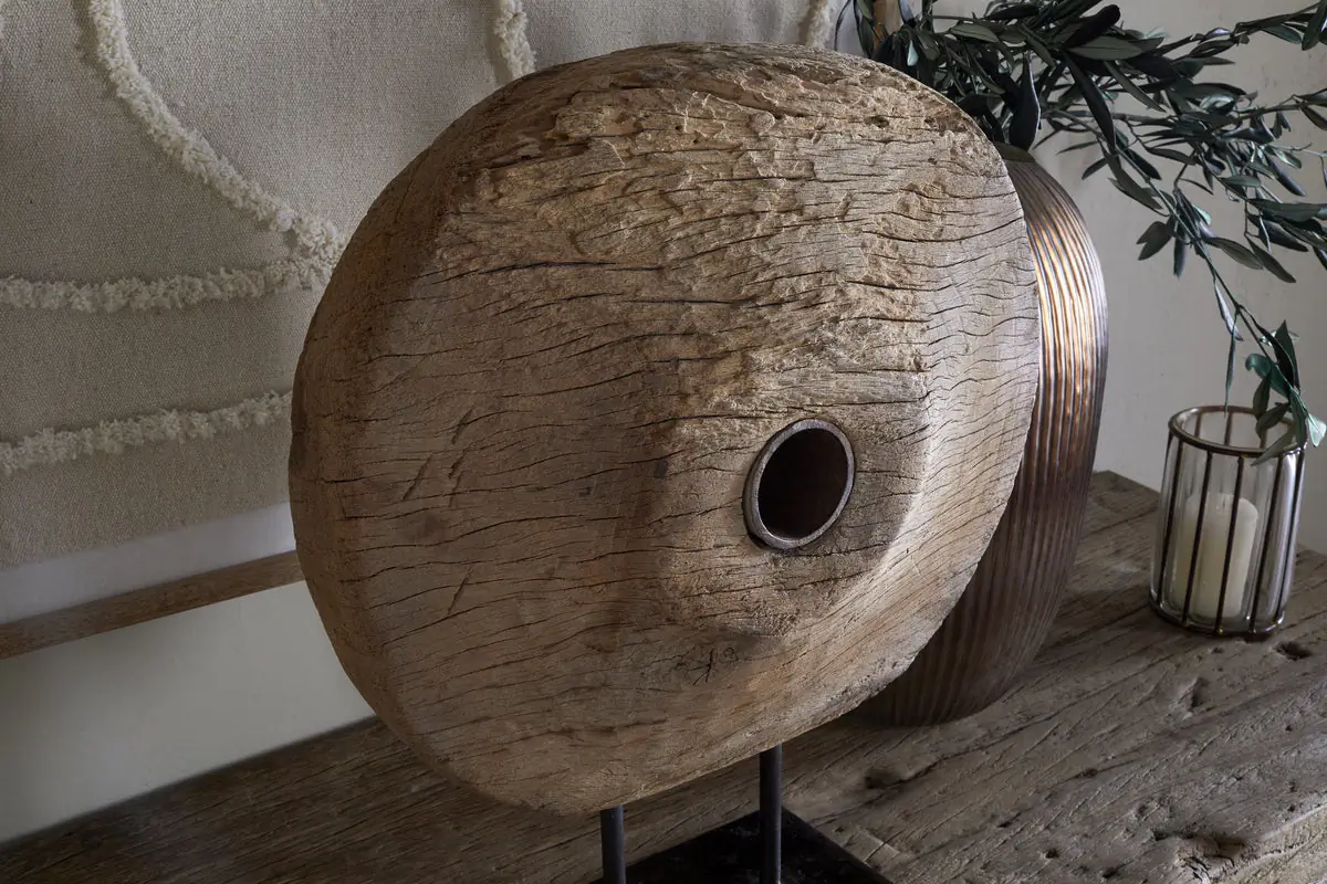 Nkuku - Cala Reclaimed Wood Objet on Stand - Natural