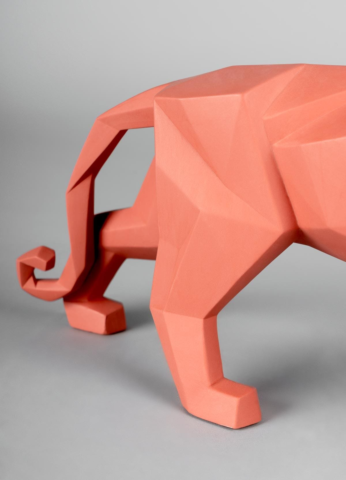 Lladró - Panther Sculpture - Coral Matte