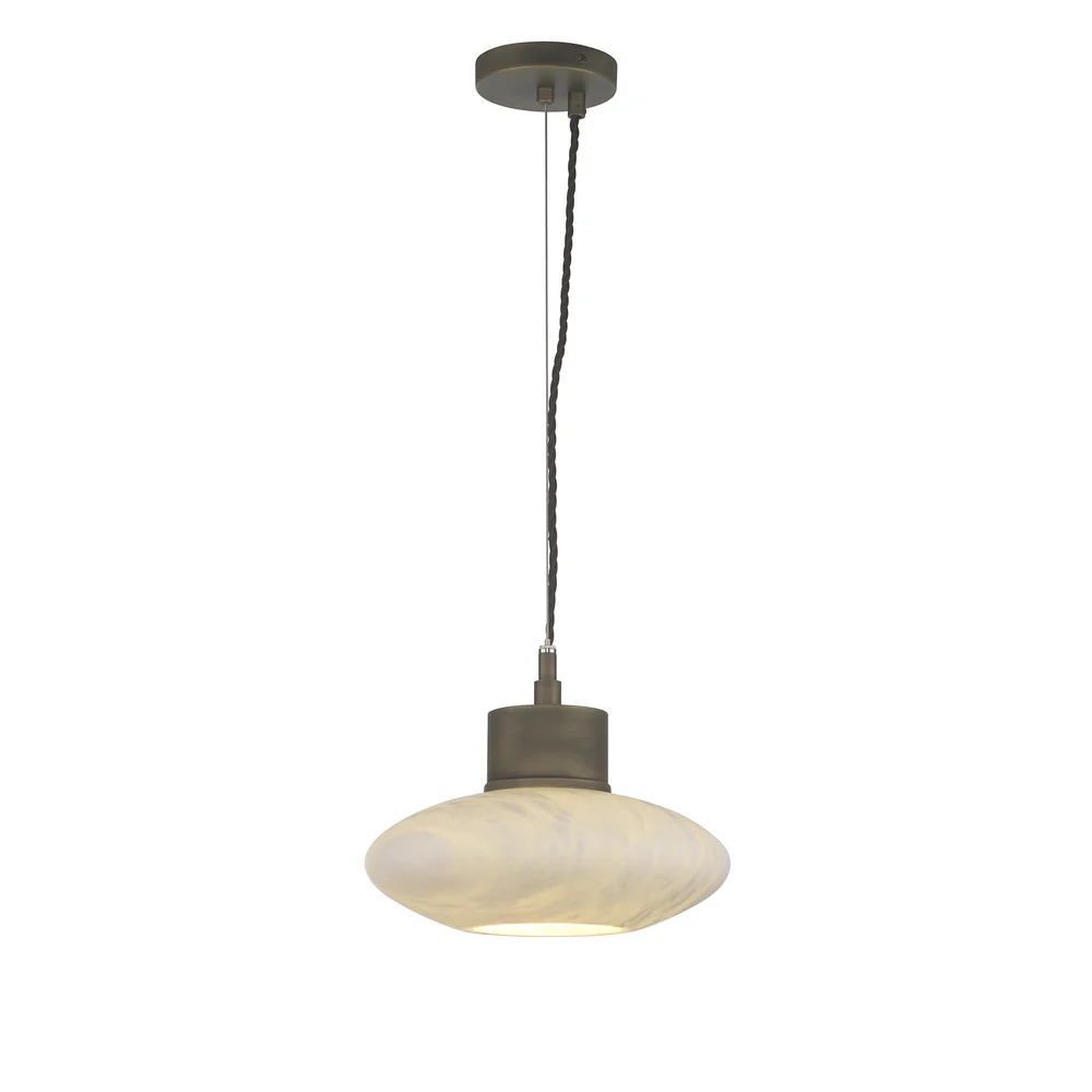 Northern Light - Deimos Pendant Medium Ceiling Lights - Brass Light Finish - White Alabaster Shade