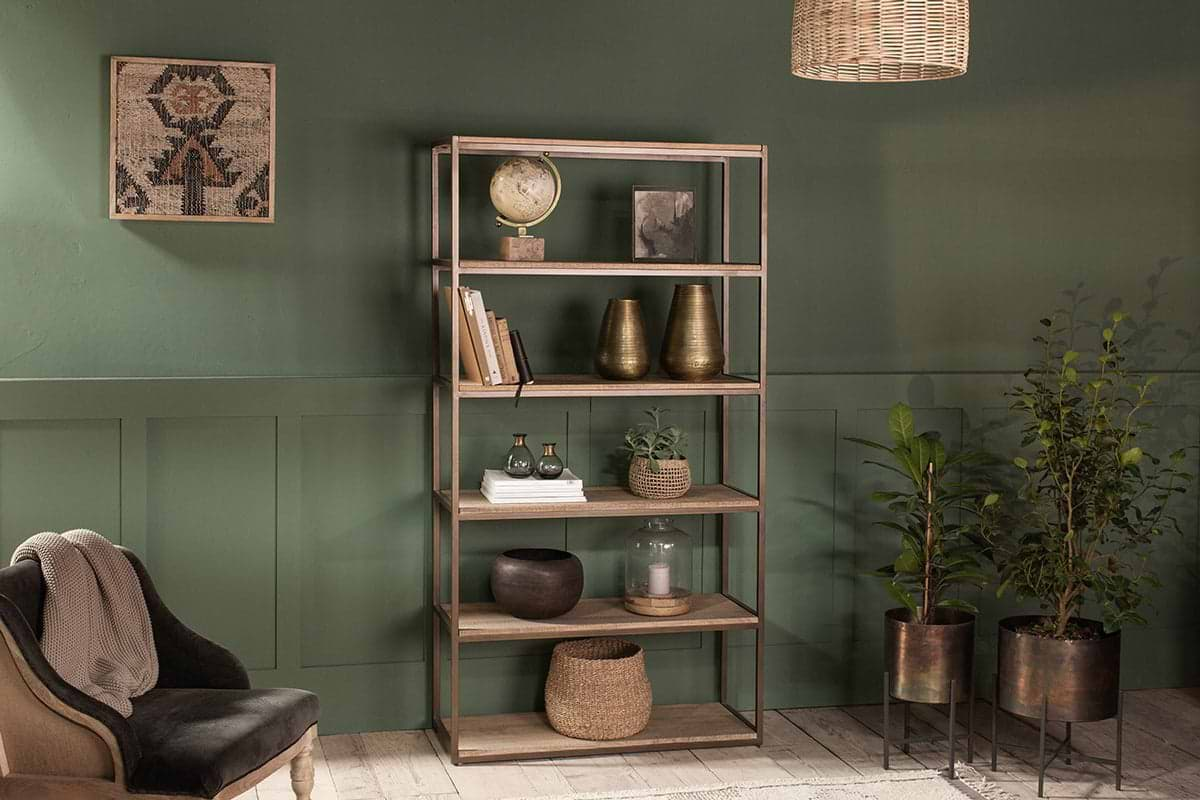 Nkuku - Marjori Mango Wood And Iron Standing Shelves - Wide