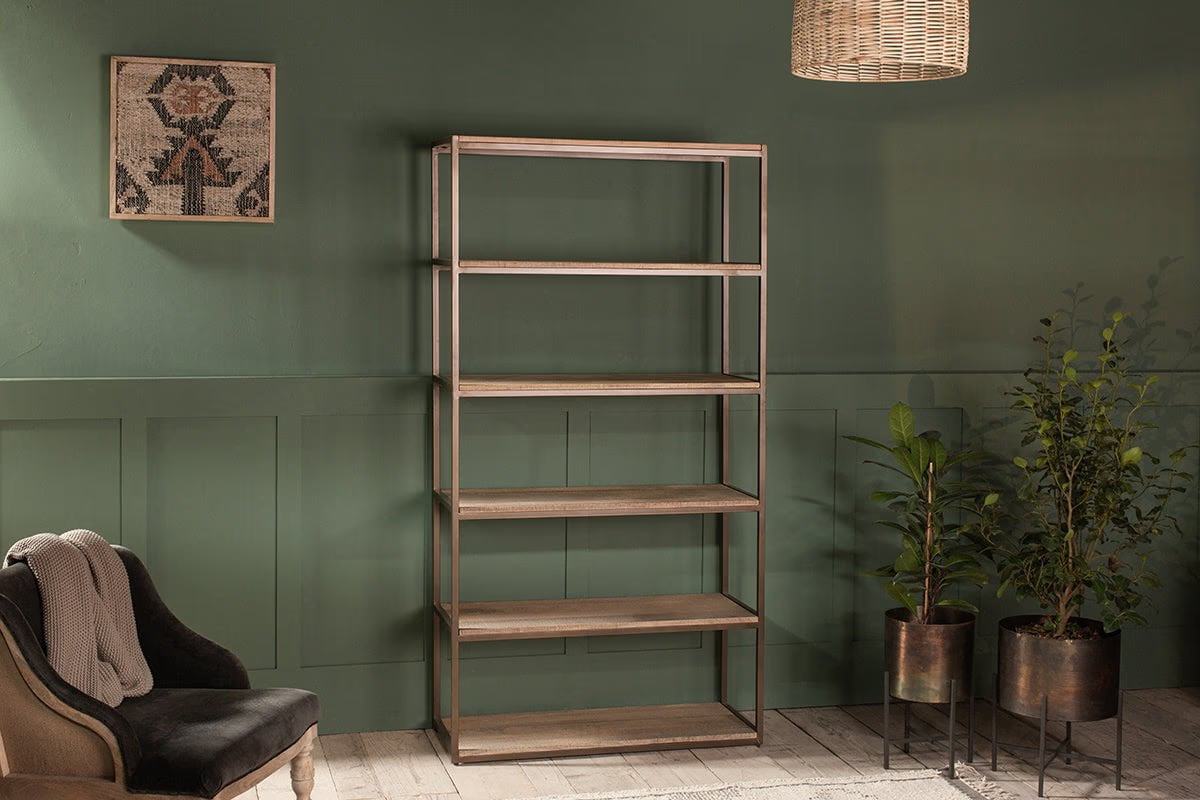 Nkuku - Marjori Mango Wood And Iron Standing Shelves - Wide