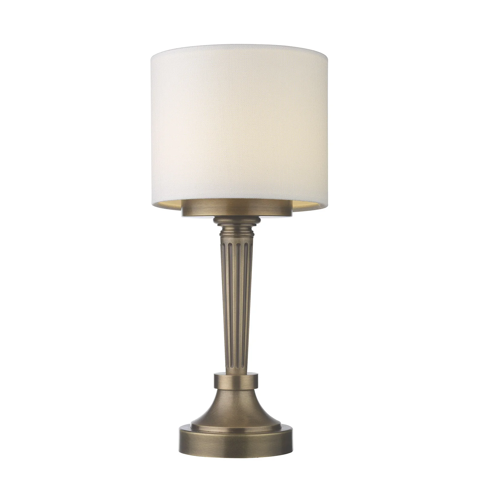 Northern Light - Chelton Rechargeable Table Lamp - Old English Brass Light Finish - 7" Rolled Edge Drum Snowdrift Shade
