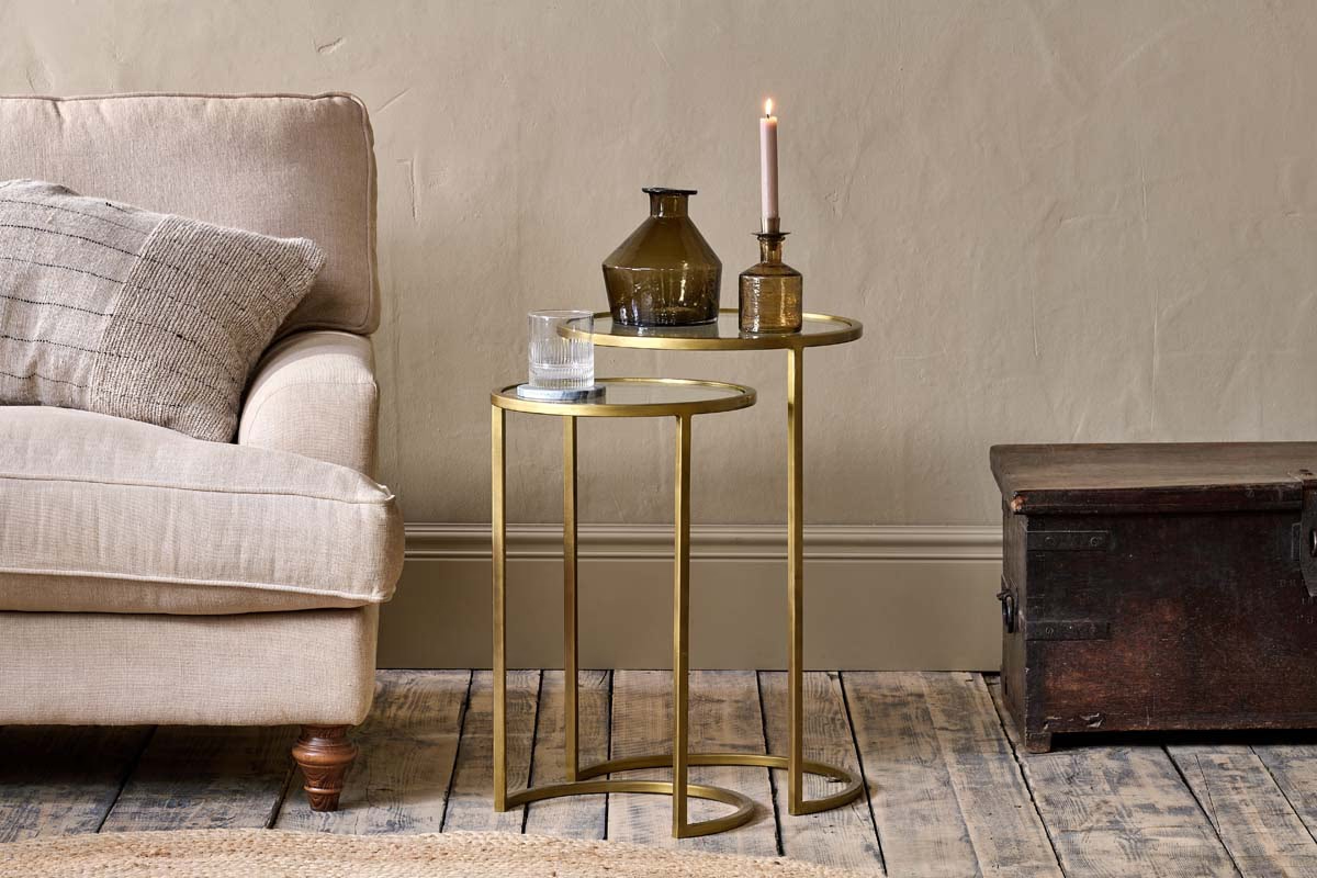 Nkuku - Nakuru Iron & Glass Drinks Table - Brass