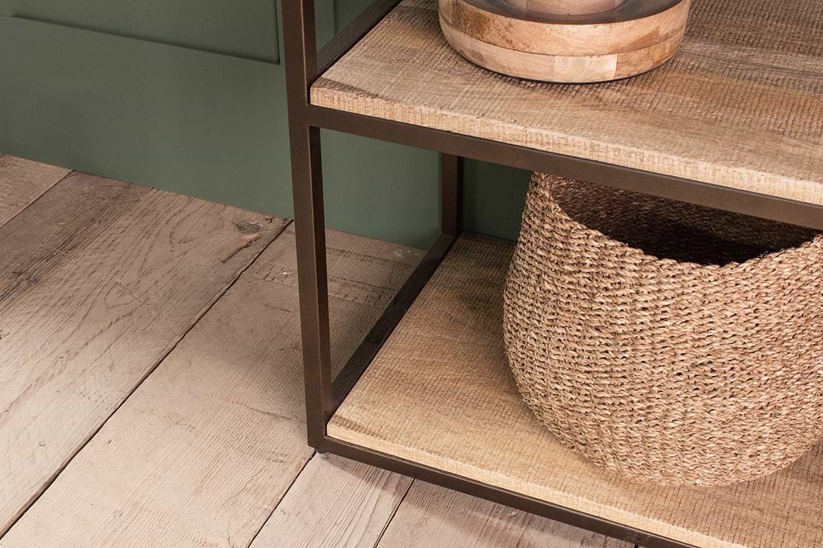 Nkuku - Marjori Mango Wood And Iron Standing Shelves - Wide