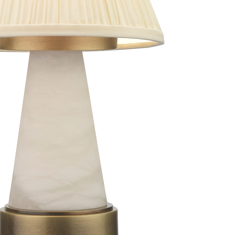 Northern Light - Sarina Rechargeable Table Lamp - Old English Brass Light Finish - 6" Pleated Empire Ivory Cotton Shade