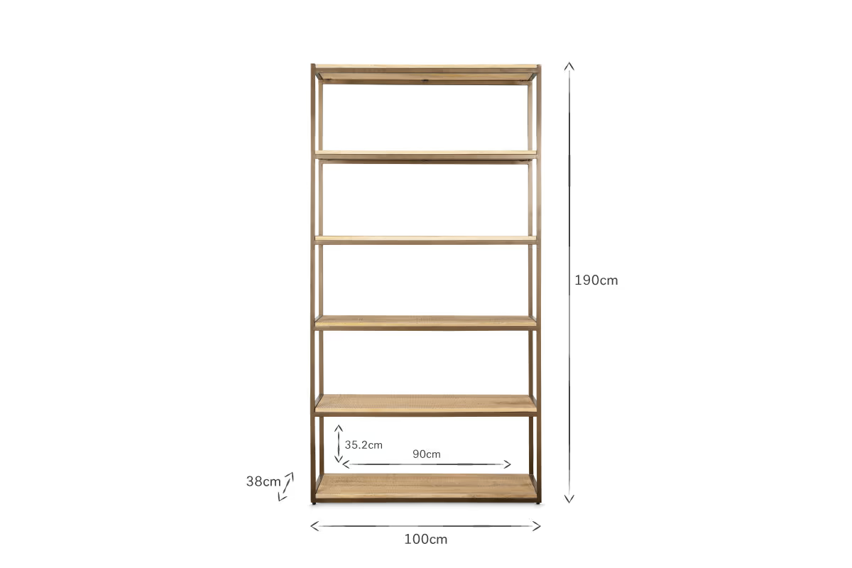 Nkuku - Marjori Mango Wood And Iron Standing Shelves - Wide