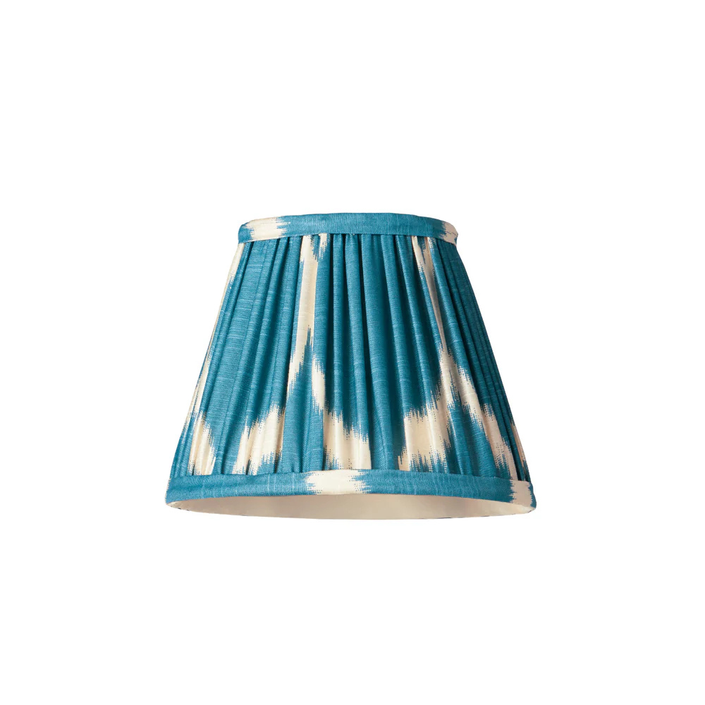 Pooky - Pendant Light Printed Silk Ikat Shade - 18cm - Turkish Blue Yoda