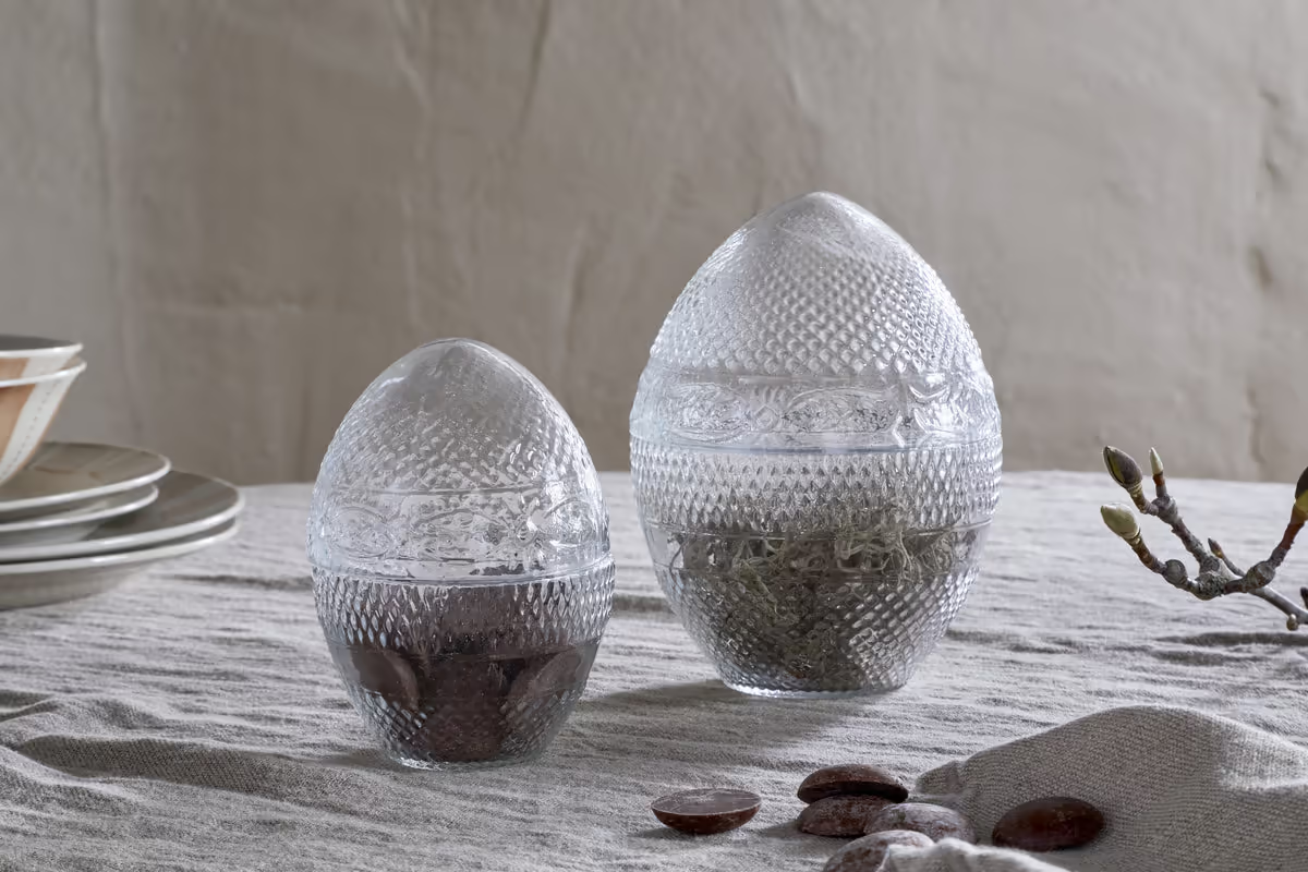 Nkuku - Essan Recycled Glass Opening Egg - Clear - Large