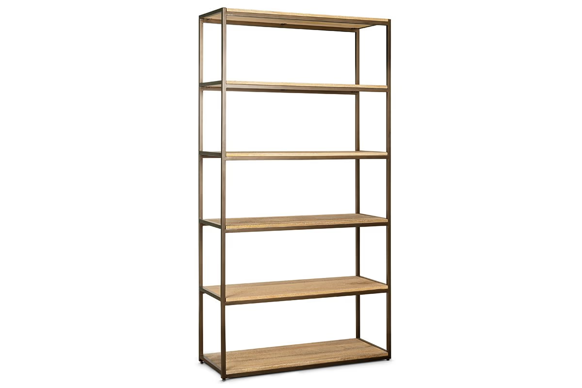 Nkuku - Marjori Mango Wood And Iron Standing Shelves - Wide