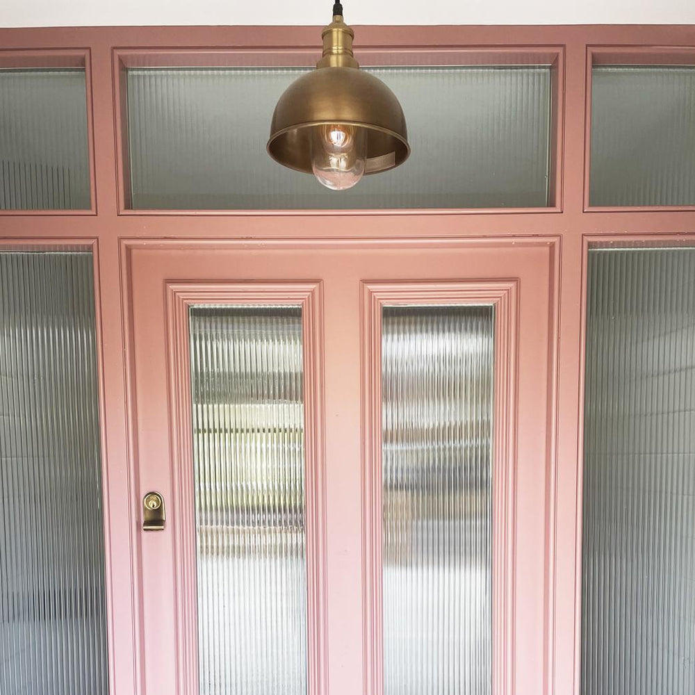 Industville - Brooklyn Outdoor & Bathroom Dome Pendant Light - 8 Inch - Brass Shade - Brass Pendant Holder