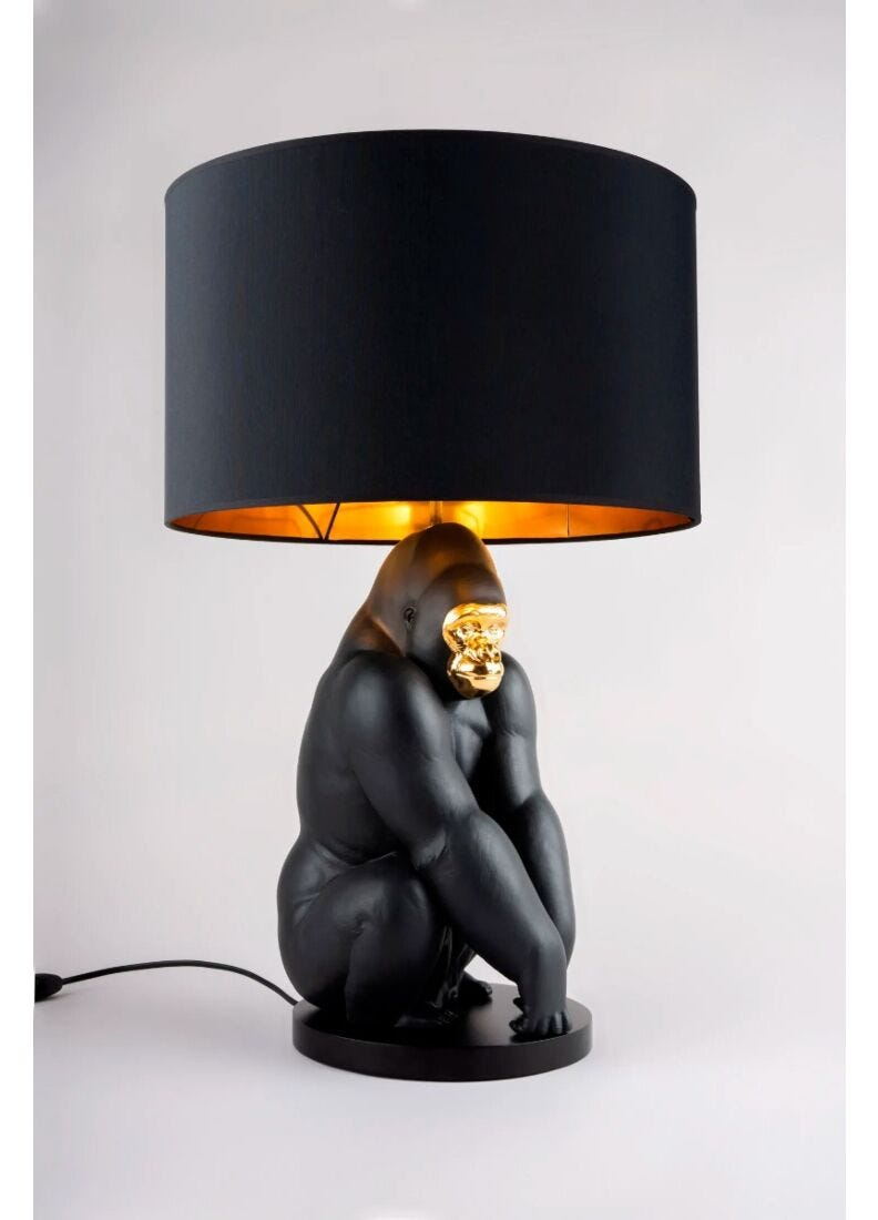 Lladró - Gorilla lamp - Black-gold