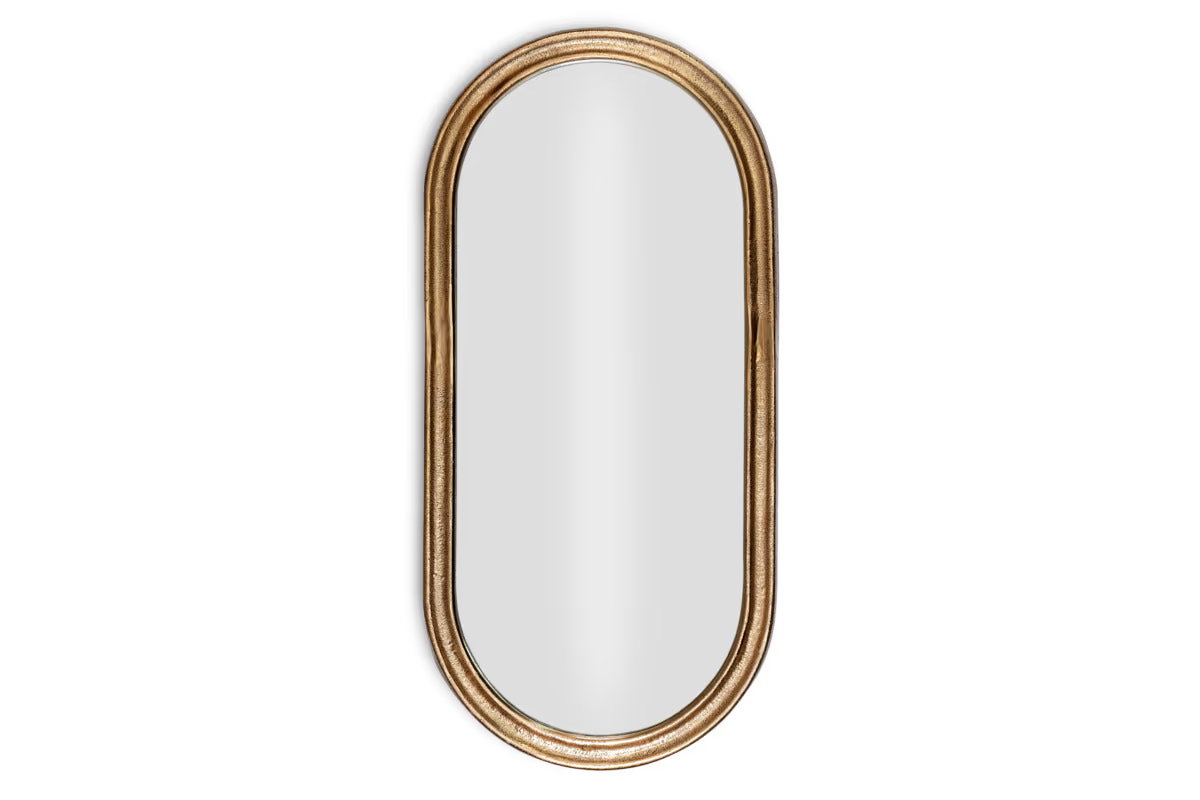 Nkuku - Mbwa Oval Mirror - Antique Brass
