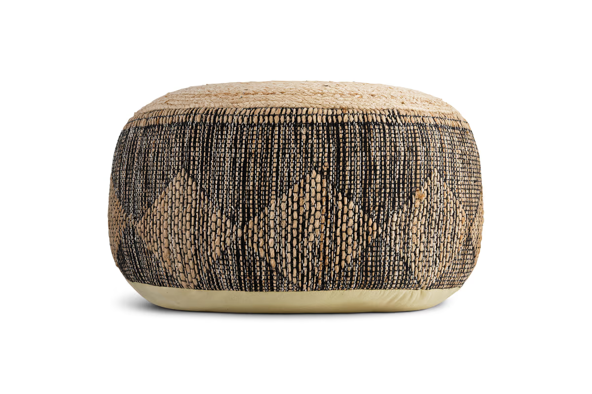 Nkuku - Kapil Jute Round Pouf - Charcoal