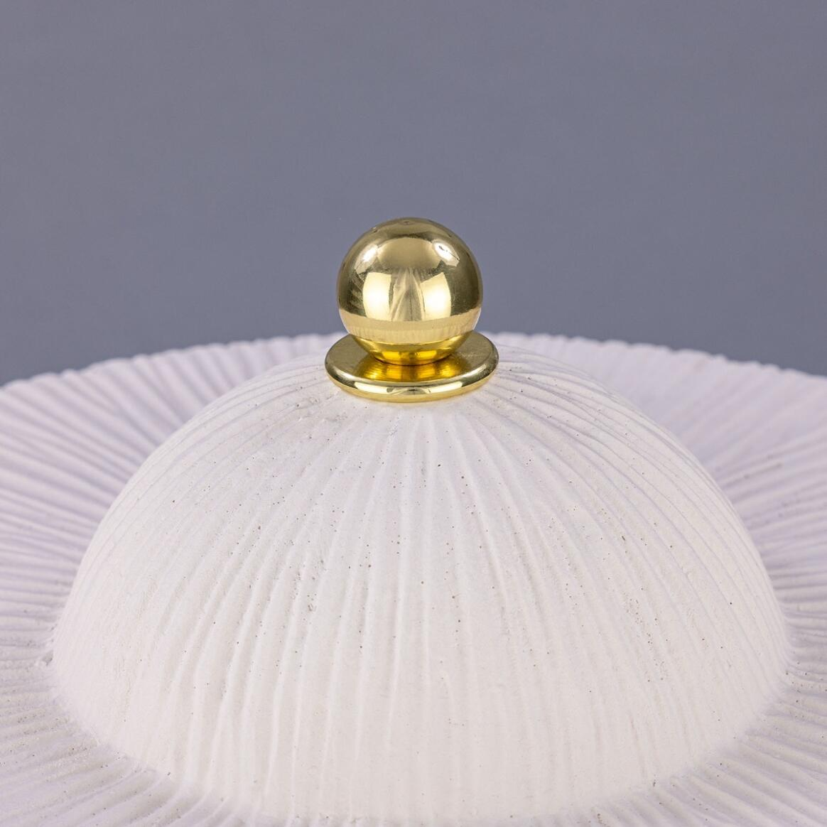 Mullan Seville Ceramic Mid-Century Modern Table Lamp Matte White Striped - Polished Brass Finish