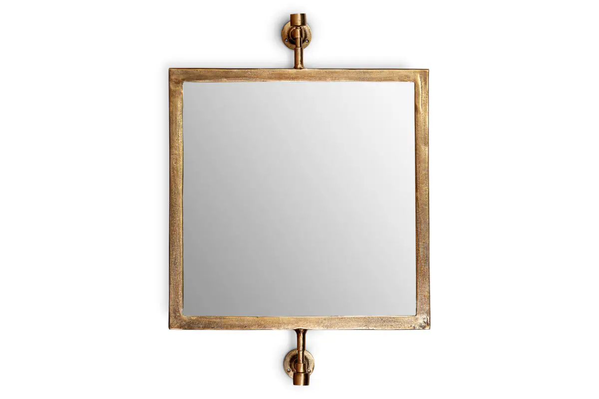Nkuku - Visala Square Swivel Wall Mirror - Antique Brass