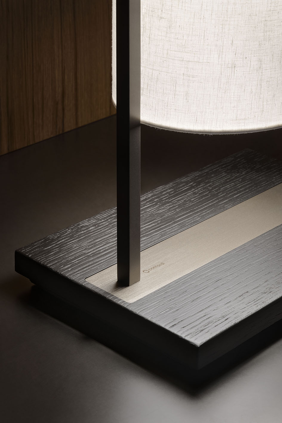 Contardi Athena Table Lamp  - Brushed Bronze Nickel Frame - White Linen Shade