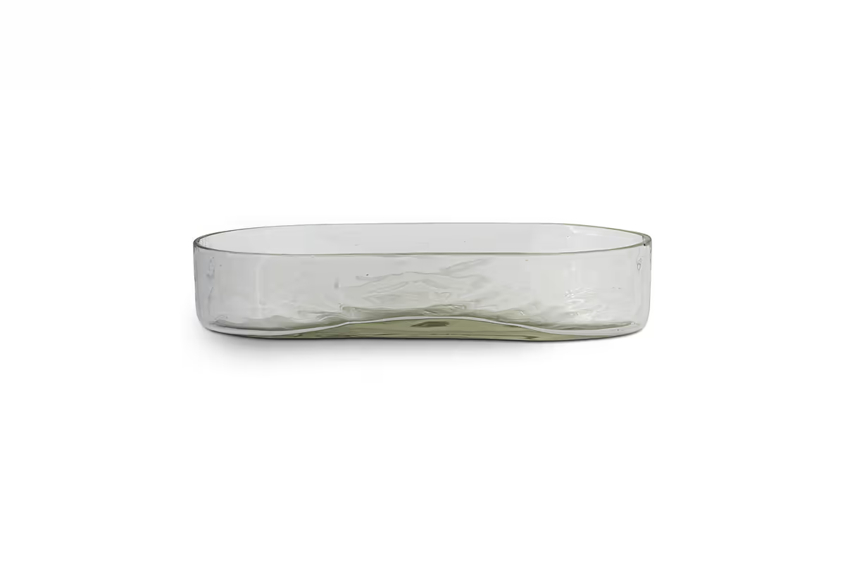 Nkuku - Ilcoso Recycled Hammered Glass Soap Dish - Clear