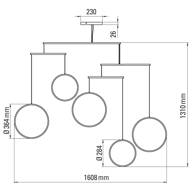 Dcw-Editions - Focus x5 Pendant Lamp - Black