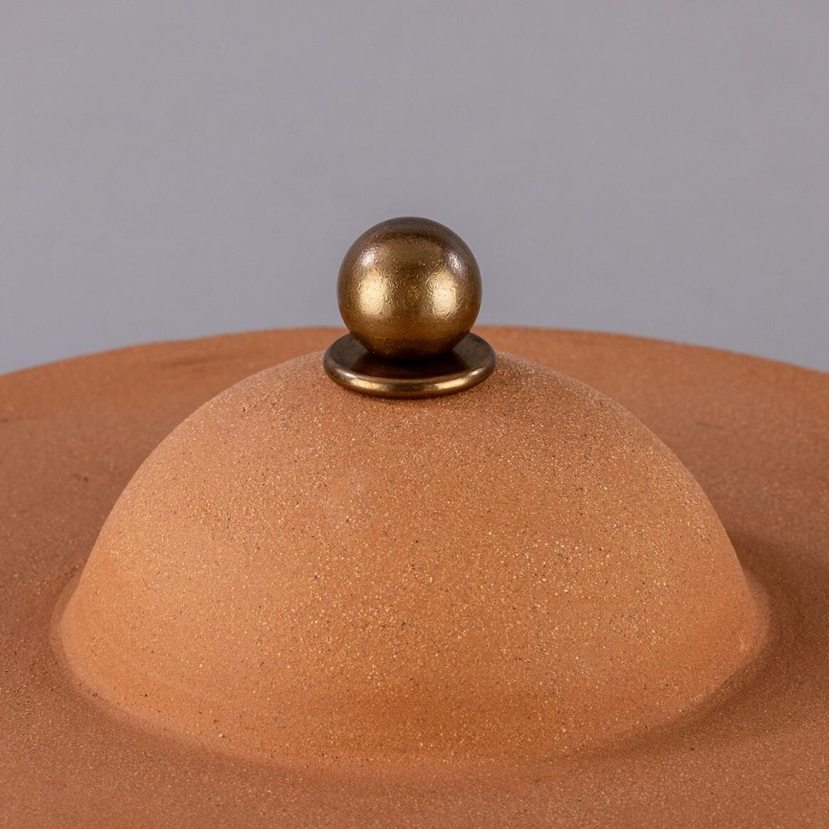 Mullan Seville Ceramic Mid-Century Modern Table Lamp Terracotta And White Glaze - Antique Brass Finish