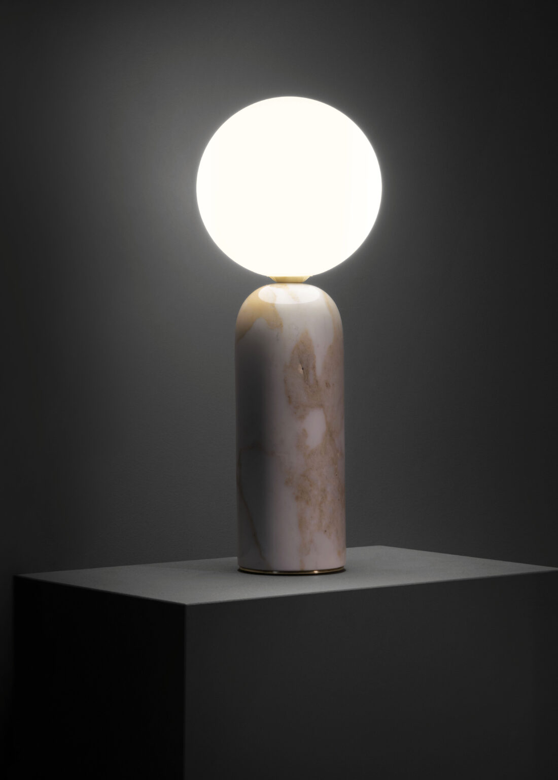 Contardi Emma Table Lamp - White Calacatta Marble Frame - Opal White Global 160mm Diffuser