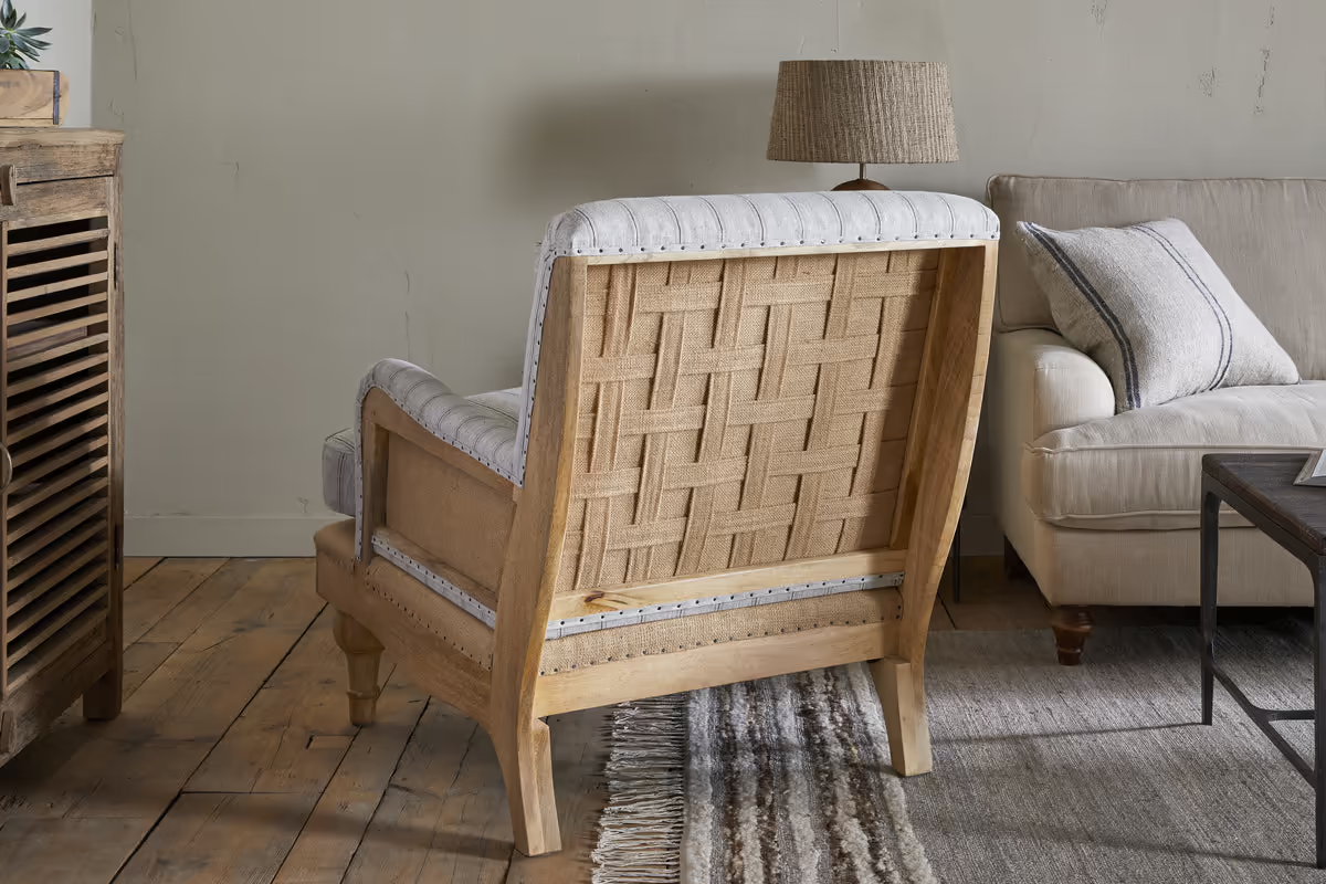 Nkuku - Abe Deconstructed Linen Armchair - Stripe - Natural