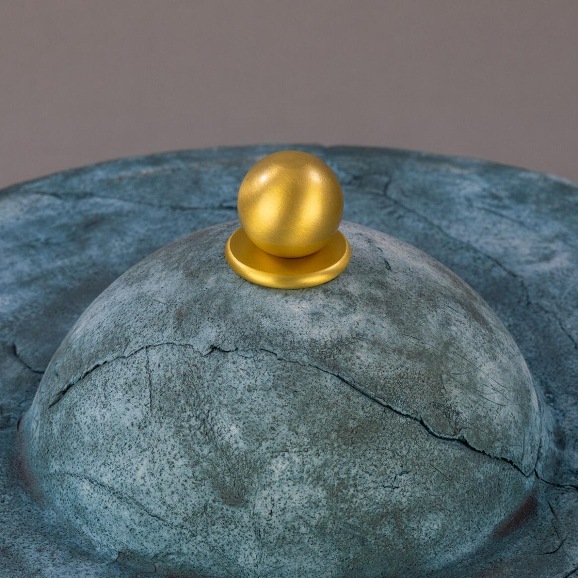 Mullan Seville Ceramic Mid-Century Modern Table Lamp Blue Earth - Satin Brass Finish